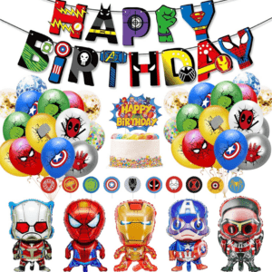 Avengers Birthday Decoration,Hero Birthday Party Supplies,Marvel Birthday Balloons,Spiderman Toppers Cake Toppers,5 Pcs Avengers Large Foil Balloons for Kid'S Boy Girls