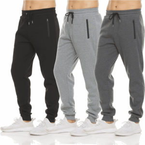 PURE CHAMP Mens 3 Pack Fleece Active Athletic Workout Jogger Sweatpants for Men with Zipper Pocket and Drawstring Size S-3XL