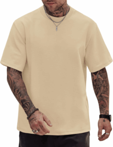 Mens Oversized T-Shirts Heavyweight Cotton Stretch Fashion Thick Tee Tops (S-3XL)