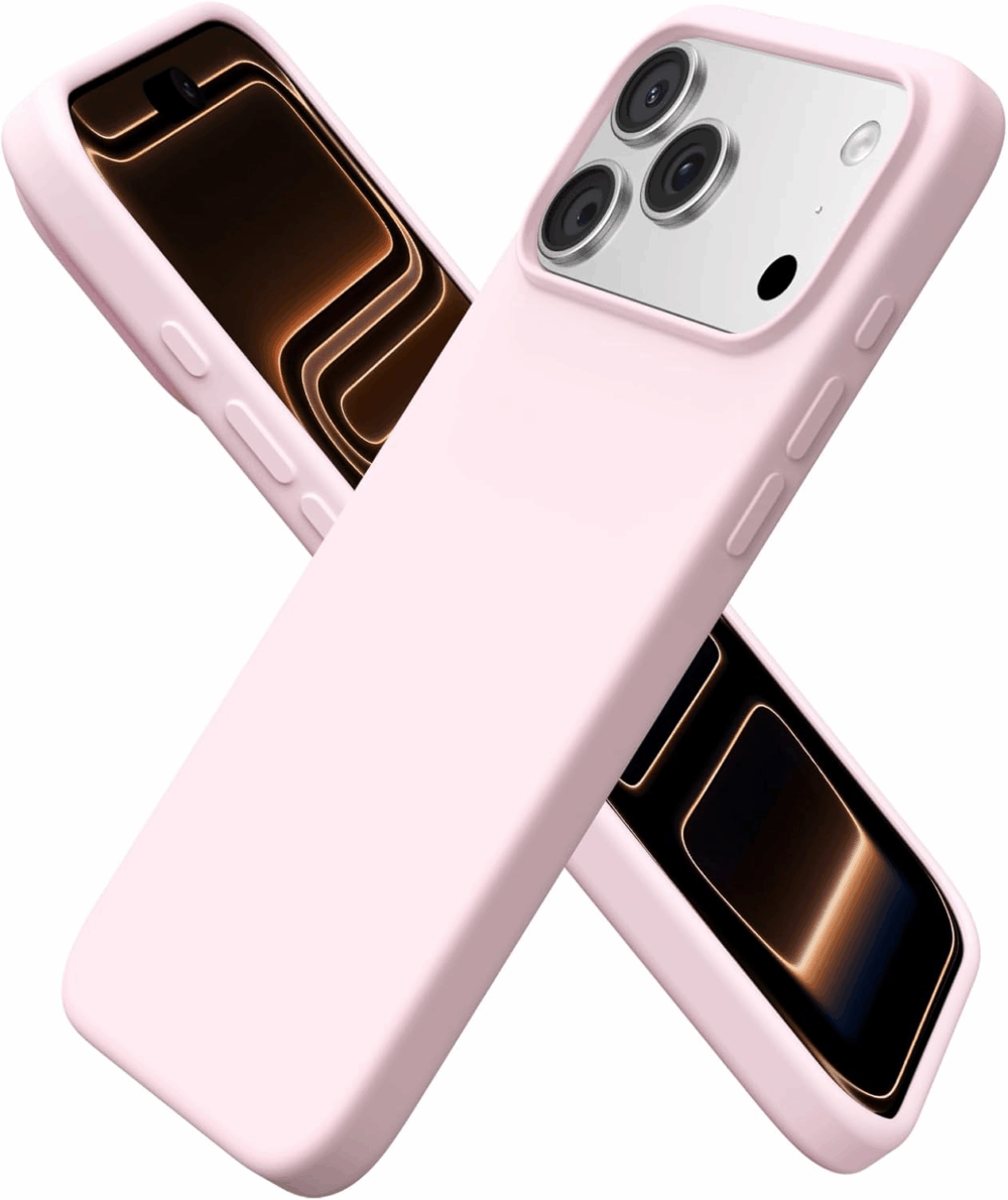 ORNARTO Compatible with Iphone 17 Pro Max Case 6.9", Slim Liquid Silicone 3 Layers Soft Gel Rubber Shockproof Protective Cover with Anti-Scratch Microfiber Lining-Chalk Pink