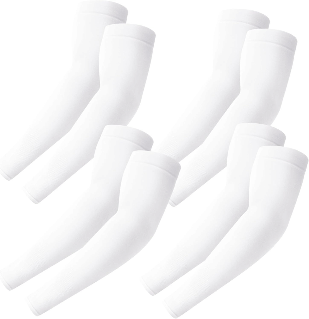 PFFY 4 Pairs UV Protection Arm Sleeves Cooling Compression Sleeve for Men Women Sports Tattoo Cover Up