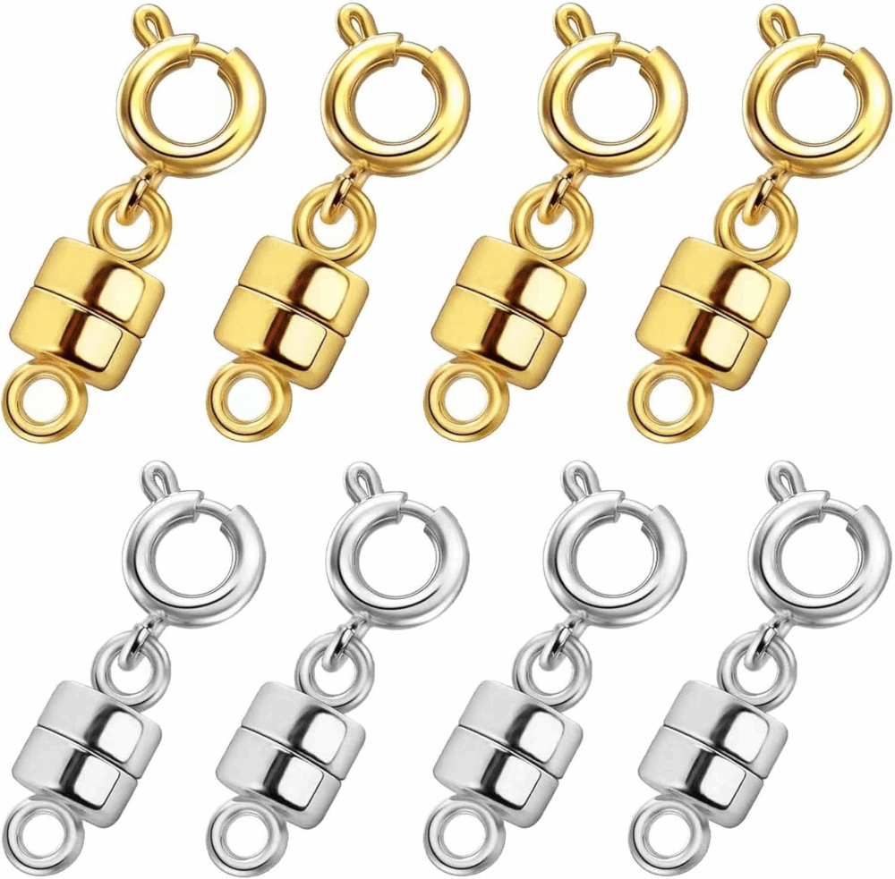 Magnetic Necklace Clasps and Closures 18K Gold and Silver Plated Bracelet Converter Clasp,Suitable for Necklaces Chain Extender