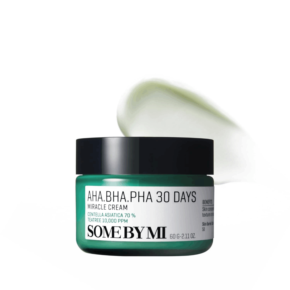 SOME by MI AHA BHA PHA 30 Days Miracle Cream - 2.02Oz, 60Ml - Mild Exfoliating Salicylic Acid & Centella Face Moisturizer for All Skin Types - Daily Soothing & Clarifying Face Cream - Korean Skin Care