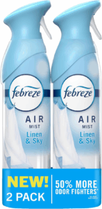 Febreze Air Mist, Air Freshener Spray, Odor Fighting Room Spray, Deodorizer for Home Bathroom Kitchen Office Apartment Dorm Room Classroom, Linen & Sky Scent, 8.1Oz (Pack of 2)