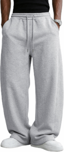 Men'S Baggy Sweatpants Cotton Fleece Wide Leg Lounge Sweat Pants Drawstring Waist Jogging Pants with Pockets