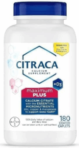 Citracals Maximum plus Calcium Citrate + D3, 180 Caplets, Bone Health Support with Zinc, Copper and Manganese